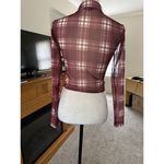 Forever 21 Women’s Sheer Cropped Top Check Plaid Button Down CLong Sleeve Size Small S Photo 2