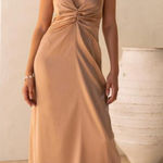 Peppermayo  Women's Halter Maxi Dress Bronze‎ Ruched Tie Back Sleeveless SIZE 2 Photo 0