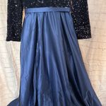 La Vetir Dark Elegant Navy Sequin Gown Dress wedding Dresses Blue Size 12 Photo 1