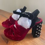 ZARA COPY - NWT Red Black Velvet Platform Strappy Heels w Silver Studs Size 6 Photo 6