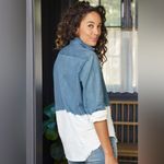 Frank & Eileen  button Shirt size M Womens Distressed Long Sleeve Cotton Photo 1