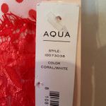 AQUA  Lace Appliqué Polka Dot Maxi Dress Womens Small Coral White Feminine Dainty Photo 6