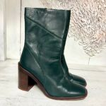 Franco Sarto Stevie Leather Block Heel Mid Shaft Boots English Green Womens US 8 Photo 1