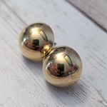 Vintage Stud Earrings For Pierced Ears Mirrored Gold Tone Domed 5/8" Photo 1