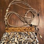 Vintage Sun N Sand Silky Animal Print Beaded Coastal Western Woven Cross… Photo 2