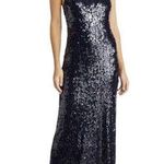 WAYF  Sequin High Neck Gown Open Back Floor Length in Midnight Women's Size XL Photo 0