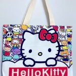 Hello Kitty  TOTE CANVAS BAG RED CREAM LETTERING WITH KITTY MANY FRIENDS NWT Photo 0