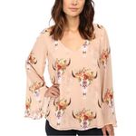 Show Me Your Mumu  Western Skull Long Sleeve Blouse Top Medium Photo 5