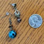 Blue Bead Dangle Earrings 2 Pairs of Dangle Earrings Bronze Bead Earrings Photo 5