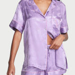 Victoria's Secret  Purple Satin Logo Print Pajama Set Photo 0