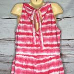 New York & Company NWT Size XL Pink & White Tie Dye One Piece Shorts Romper Photo 2