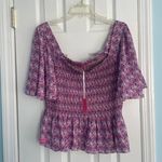 Simply Southern Paisley Flared Patterned Purple and Pink Blouse Sz XL NWT Photo 0