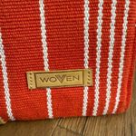 Woven Hand Woven Cotton Textile Orange White Stripe Hand Bag Clutch Purse Photo 1