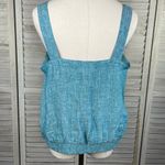 Isaac Mizrahi  100% Linen Cropped  Tank Top Blue-Large Photo 1