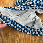 Ann Taylor Geo Print Side Tie Jersey Dress Blue Gray 3/4 Sleeve Office S ALTERED Photo 12