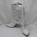 Lauren Lorraine  Hana Rhinestone Cowboy Boots White Western Glam Size 10 Cowgirl Photo 1