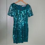 90's Niteline‎ Sequin Turquoise Hoco Mini Dress Vintage 4 Green Photo 1