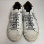 P448 White Leather Sneakers Leopard Print Heel Casual Shoes Photo 4