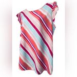 Flamingo Stripe Multicolored Pattern Short Sleeve Blouse Size Large Top Photo 2