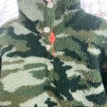 J.Crew Sherpa Fleece Snap Collar Sweatshirt Olive Green Camo Size XXS Photo 5