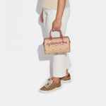 Coach Rowan Satchel In Signature Canvas With Stripe Heart Print GOLD HEART Photo 14