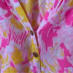 Lilly Pulitzer  Elsa Silk Top in Ooh La La Pink Yellow Floral Size XS Photo 2