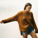 Anthropologie NWT Pilcro Oversized Chunky Devenne Pointelle Crewneck in Maize Photo 0