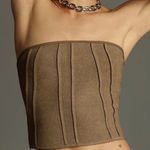 Pilcro Anthropologie corset sweater top Brown Strapless L Hook & Eye Closure Photo 0