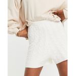 Topshop ASOS Knit Cable Shorts Ivory Size L NWT Photo 1