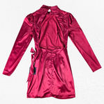 Lulus Red Satin Faux Wrap Open Back Late Night Stunner Mini Dress Size Medium Photo 13