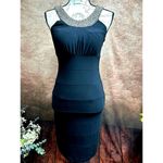 David's Bridal Form Fitting Dress Beaded Collar Black 8 Photo 1