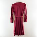 J.Crew  Long Sleeve Belted Midi Shirt Dress Maroon Burgundy Red Medium Petite Photo 3