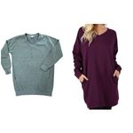 Zenana Outfitters  grey v-neck tunic sweatshirt, size S/M Photo 1