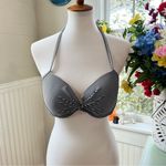 Aerie  Striped Brooke Bikini Top 38C Twist Front Padded‎ Halter Swim Photo 1