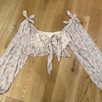 Tularosa Bristol Chiffon Floral Crop Top in Ivory Rose Blooms Size M Photo 2