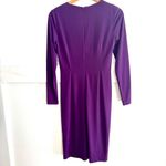 David Meister NWT  Eggplant  Ruched v-neck Longsleeve Cocktail Dress Size 2 Photo 5