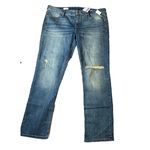 Gap 1969 Womens Sz 34RDenim Jeans Blue Real Straight Distressed Mid Rise Stretch Photo 1