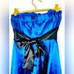 Speechless  Strapless Blue Satin Dress with Black Bow - Size 3 Photo 9