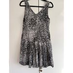 Rebecca Taylor Black White Abstract Print V Neck Pleated Drop Waist Dress Size 2 Photo 2