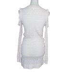 LC Lauren Conrad Women Ruffle Sheer Knit Tunic Sweater Dress Cold Shoulder Small Photo 3