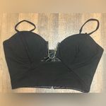 Bebe  Black Satin Zip-Up Top Photo 5