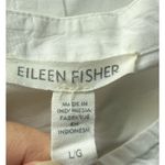 Eileen Fisher  Sz LG Button Up Shirt White Band Collar Business Career Minimalist Photo 11