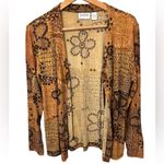 Chico's Vtg 80s  Cardigan Womens 1 US M Gold Black Open Shawl Made in USA Reptile Photo 0