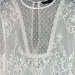 ZARA White Embroidered Lace Eyelet Flutter Sleeved Blouse Size XS Photo 3