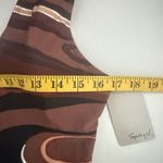 Vintage Spiegel One Piece Swimsuit Brown Silver Print Deep Plunge With Chain 14 Photo 6