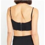 CAARA Crop Top Womens Small Black Linen Rayon Bralette Bustier Smocked Back‎ Photo 3
