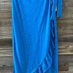 Goldie NWT  Slub Ruffle Wrap Midi Skirt Size Small 100% Pima Cotton Royal Blue Photo 0