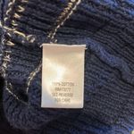 Dana Buchman  Blue & Cream Fringed Short Sleeve Cotton Sweater Photo 7