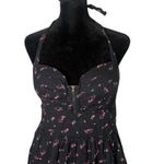 Guess Black Floral Mini Halter Dress Size 11 Sweetheart Neckline Whimsigoth Pink Photo 3