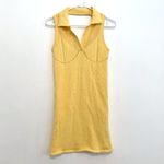ZARA  Perforated Chenille Collared Polo Mini Dress Yellow Sleeveless Knit Bodycon Photo 5